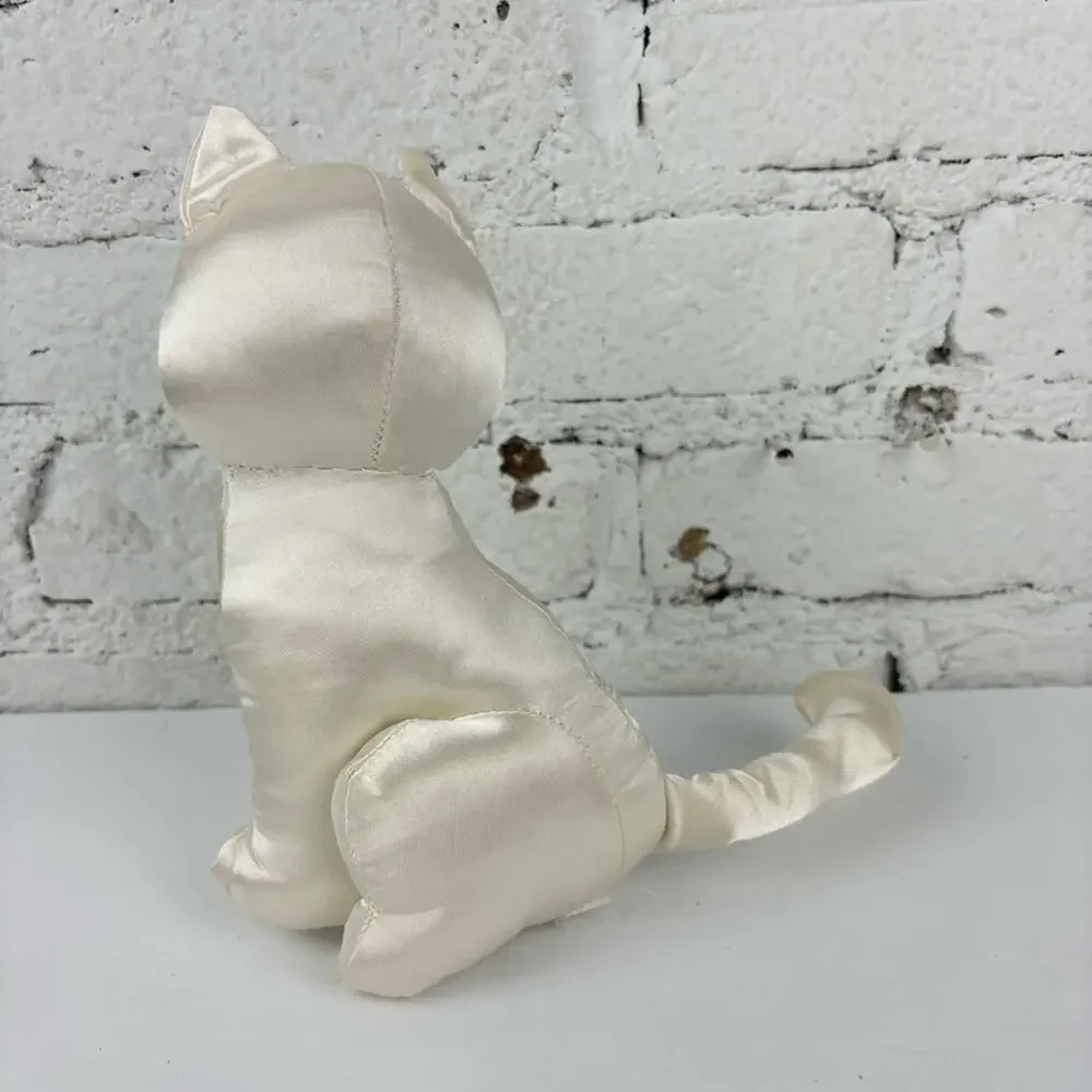 Vintage White Satin Cat Stuffed
